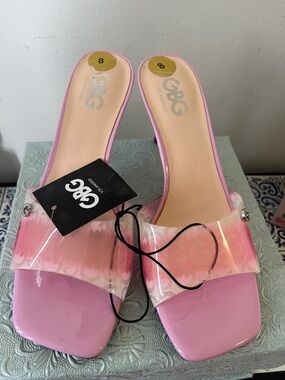 Women’s clear pink heels, NWT